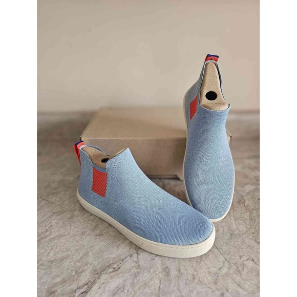 Rothy's Shoes - Rothy's Chelsea Arctic Blue Orange Knit Ankle Boots Women's Pull On Shoes 10.5